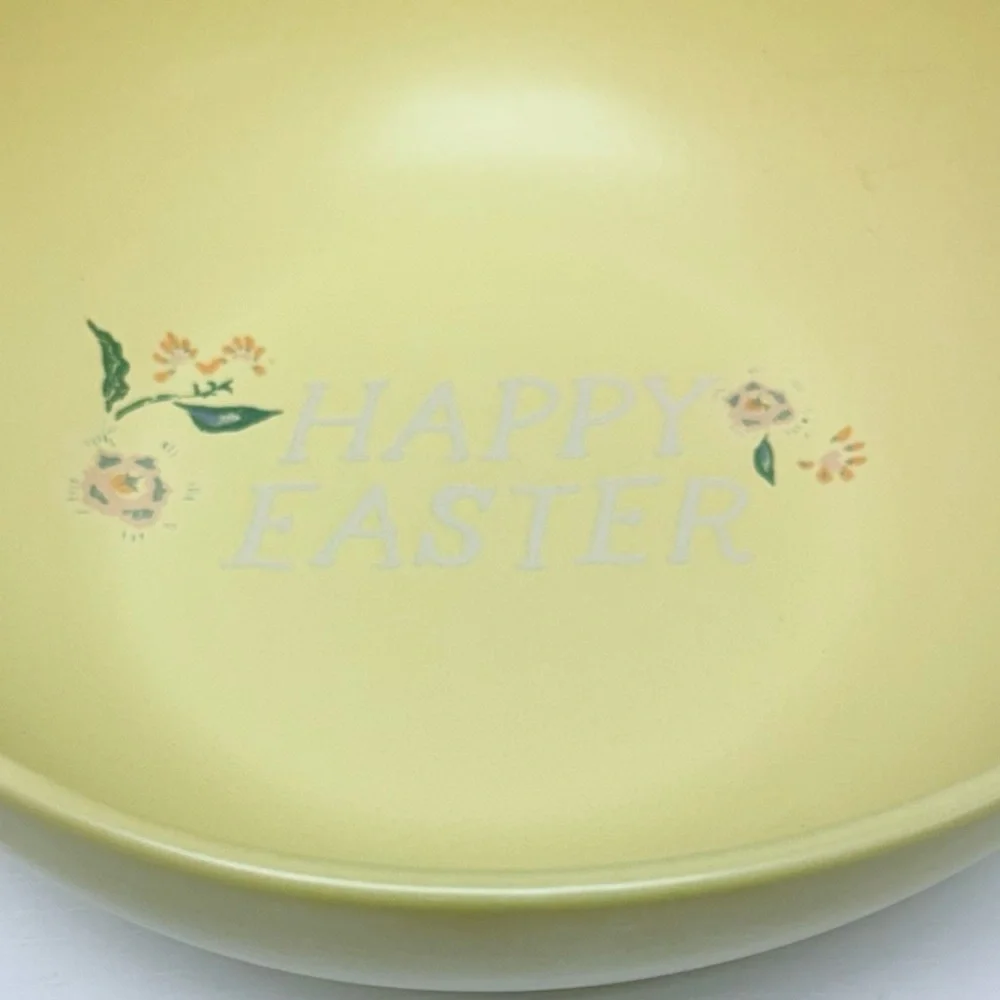 New 2024 Threshold Stoneware Serve Bowl - Happy Easter - Yellow Floral Serving